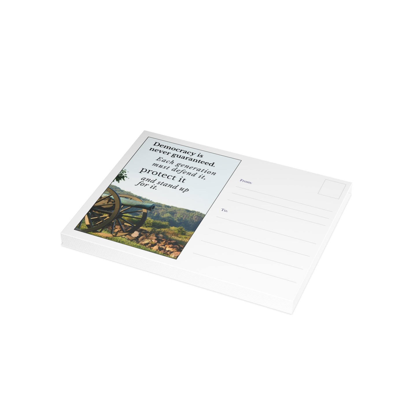 Democracy is never guaranteed ... - Bundles of 10, 30 or 50 postcards