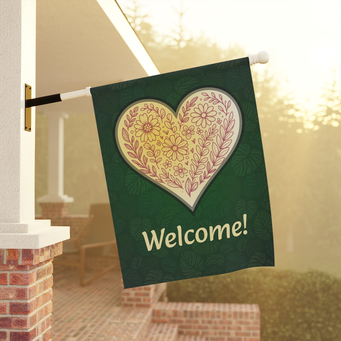 Floral Heart with Leafy Backround (Garden & House Banner)