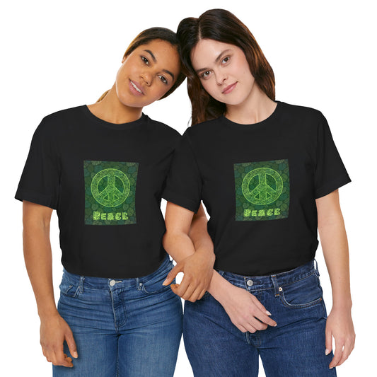 PEACE SYMBOL - Green Floral Design, Peace (t-shirt)