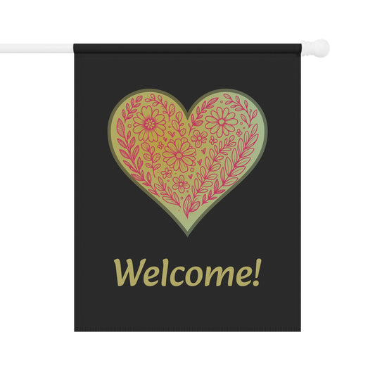 Floral Heart with Black Backround (Garden & House Banner)