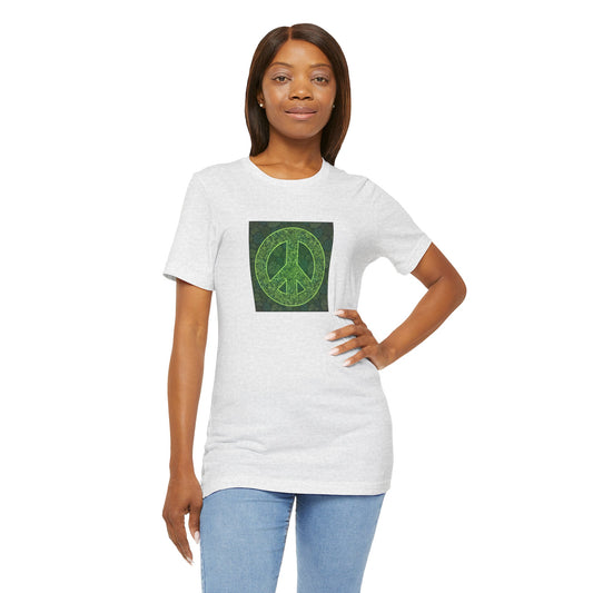 PEACE SYMBOL - Green Floral Design (t-shirt)