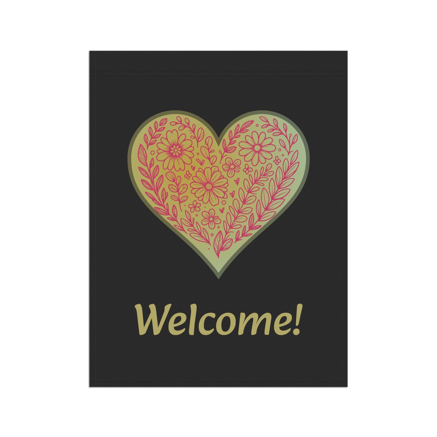 Floral Heart with Black Backround (Garden & House Banner)