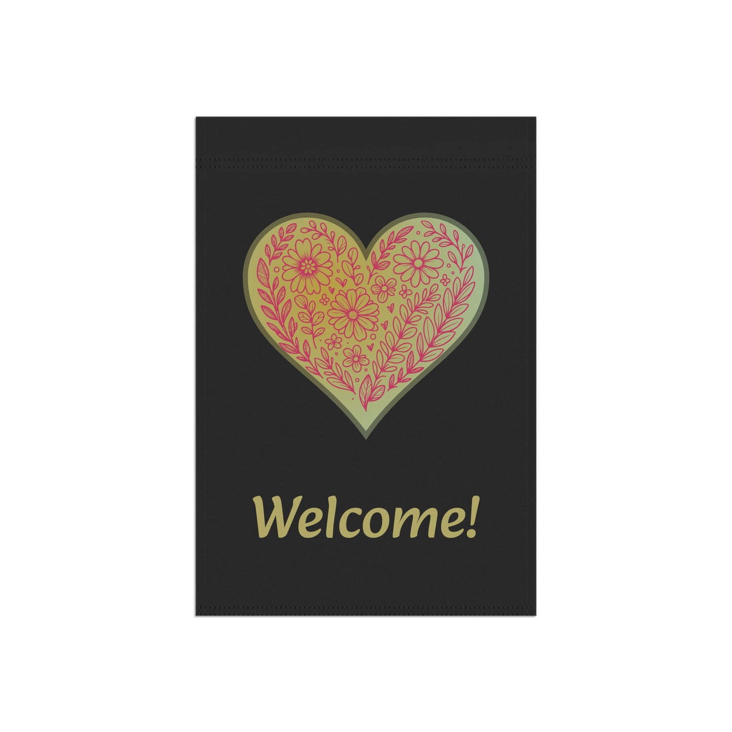 Floral Heart with Black Backround (Garden & House Banner)