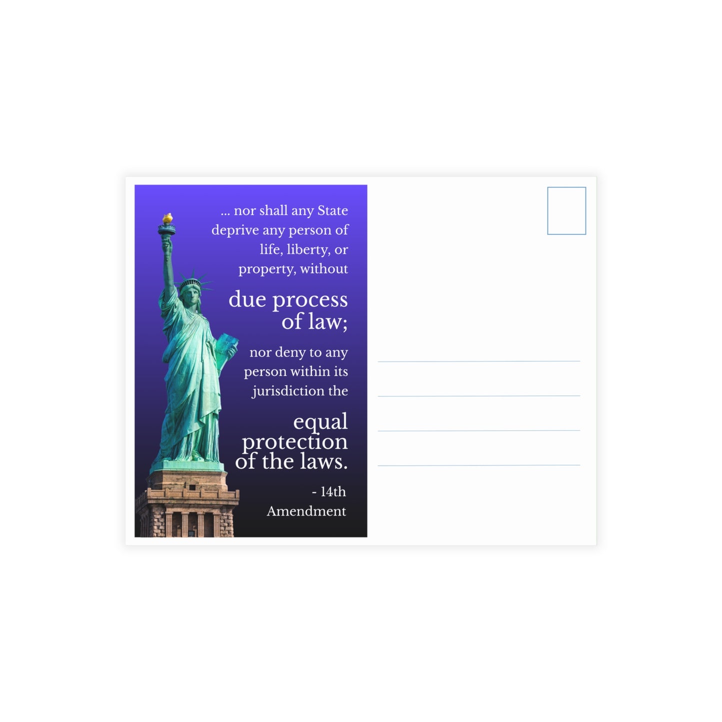 "Due Process of Law" Postcards for Elected Officials - Bundles of 10, 30 or 50 postcards