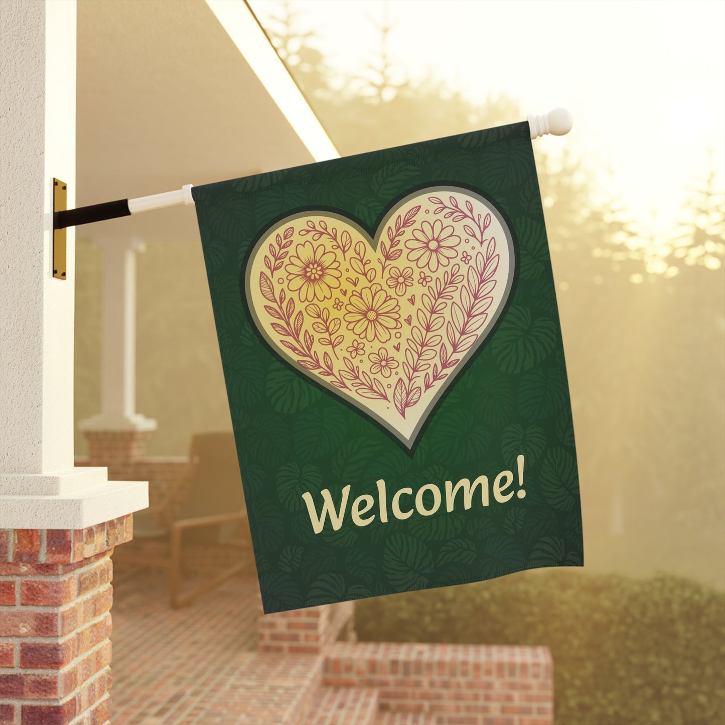 Floral Heart  with Leafy Backround (Garden & House Banner)