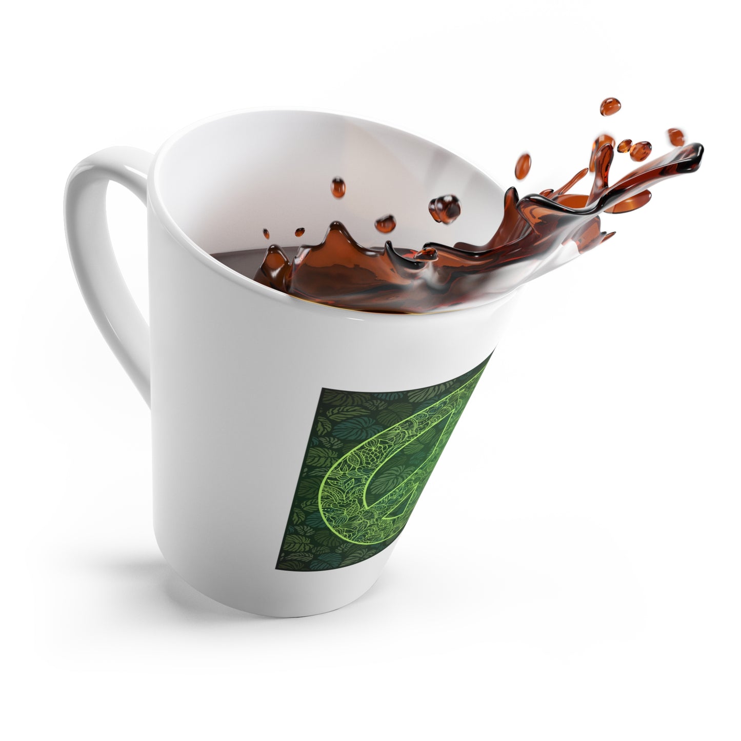 PEACE SYMBOL - Green Floral Design (white latte mug)