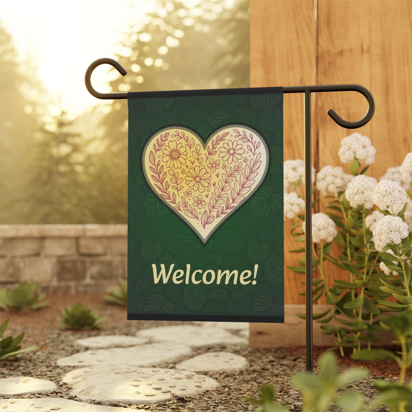 Floral Heart  with Leafy Backround (Garden & House Banner)