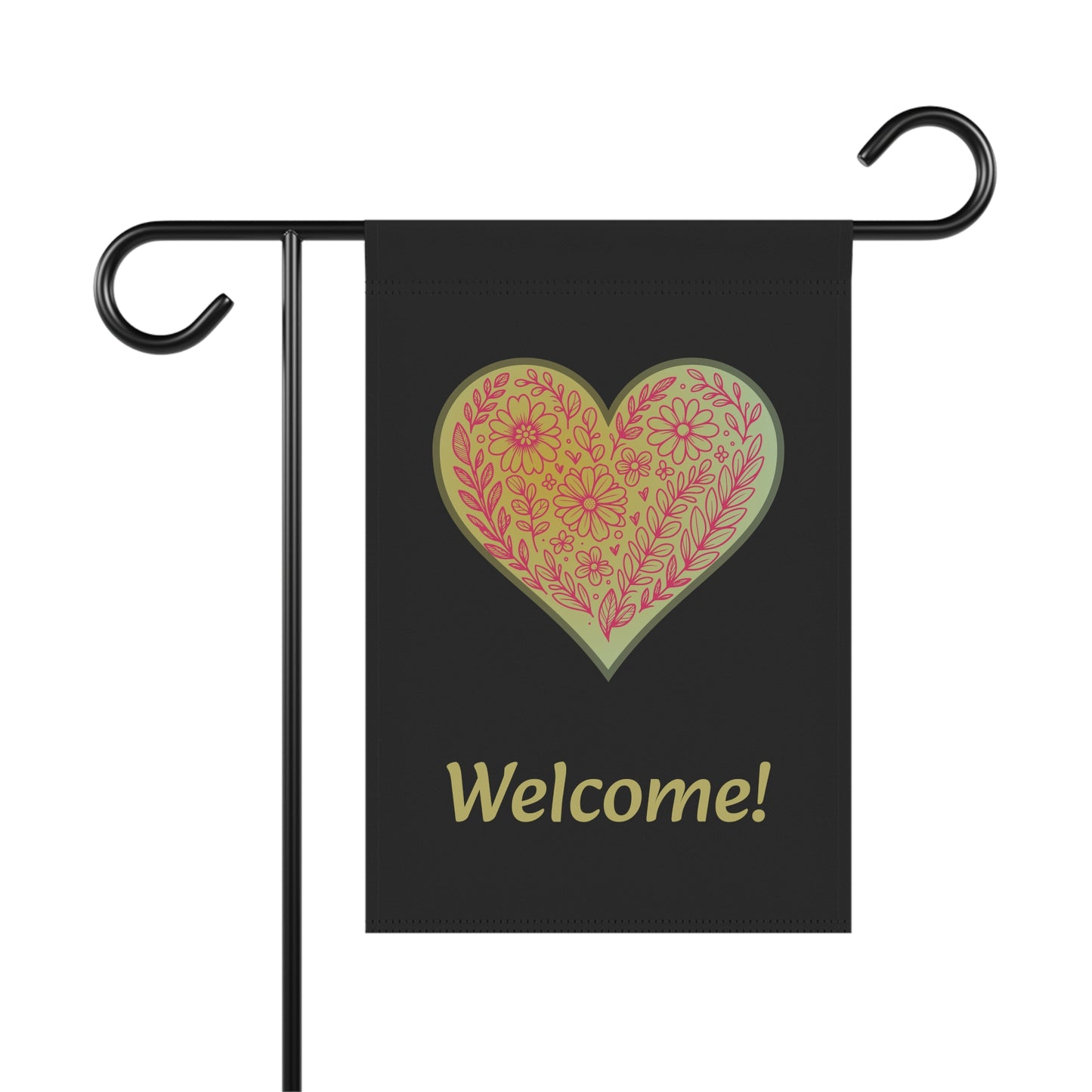 Floral Heart with Black Backround (Garden & House Banner)